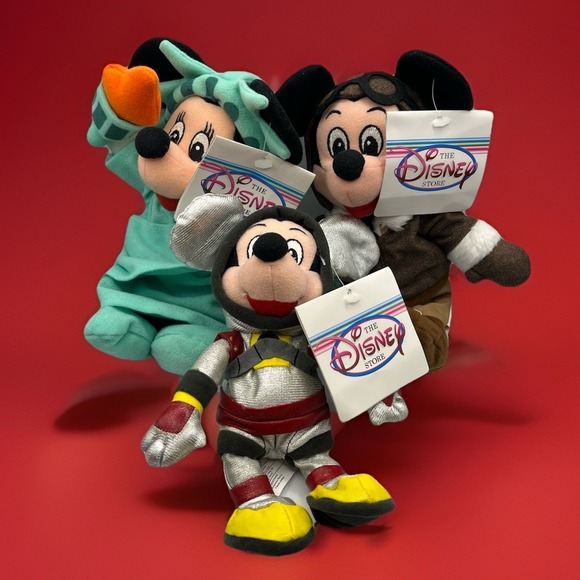 Disney Other - NWT Set Of 3 Disney Store Liberty Minnie Pilot Spaceman‎ Mickey Mouse Plush Toys